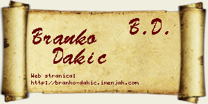 Branko Dakić vizit kartica